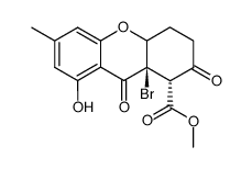 1-hydroxy-8aβ-bromo-3-methyl-8α-methoxycarbonyl-7-oxo-5a,5,6,7,8,8a-hexahydroxanthone Structure