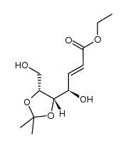 ethyl (2E,4R,5S,6R)-4,7-dihydroxy-5,6-(isopropylidendioxy)hept-2-enoate结构式