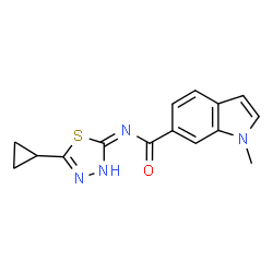 N-[(2E)-5-cyclopropyl-1,3,4-thiadiazol-2(3H)-ylidene]-1-methyl-1H-indole-6-carboxamide picture