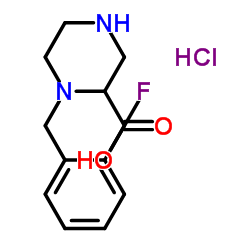1-(2-Fluorobenzyl)-2-piperazinecarboxylic acid hydrochloride (1:1)结构式