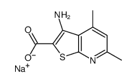 3-氨基-4,6-二甲基噻吩并[2,3-b]吡啶-2-羧酸钠结构式
