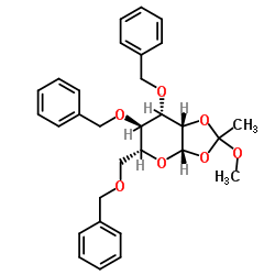 3,4,6-三-O-苄基-beta-D-吡喃甘露糖-1,2-(甲基原乙酸酯)结构式