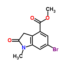 6-溴-1-甲基-2-氧代吲哚啉-4-羧酸甲酯结构式