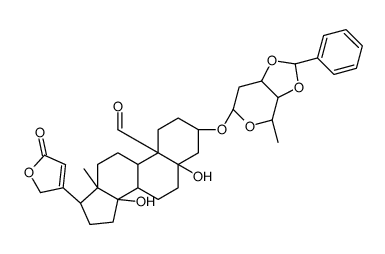 3β-[(3-O,4-O-Phenylmethylene-2,6-dideoxy-β-D-ribo-hexopyranosyl)oxy]-5,14-dihydroxy-19-oxo-5β-card-20(22)-enolide结构式