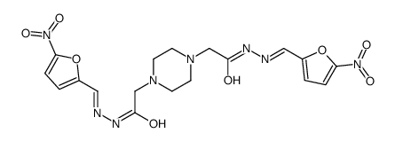 N-[(E)-(5-nitrofuran-2-yl)methylideneamino]-2-[4-[2-[(2E)-2-[(5-nitrofuran-2-yl)methylidene]hydrazinyl]-2-oxoethyl]piperazin-1-yl]acetamide Structure