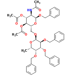 Benzyl 2-Acetamido-3,4-di-O-acetyl-2-deoxy-6-O-(tri-O-benzyl-L-fucopyranosyl)-α-D-glucopyranoside (4:1 α/β mixture) structure