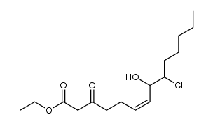 ethyl 3-oxo 8-hydroxy 9-chloro cis 6-tetradecenoate结构式