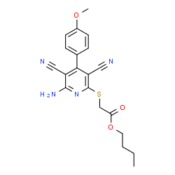 butyl 2-((6-amino-3,5-dicyano-4-(4-methoxyphenyl)pyridin-2-yl)thio)acetate结构式