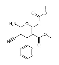 6-Amino-5-cyano-2-methoxycarbonylmethyl-4-phenyl-4H-pyran-3-carboxylic acid methyl ester Structure