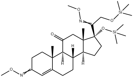 Pregn-4-ene-3,11,20-trione, 17,21-bis[(trimethylsilyl)oxy]-, 3,20-bis( O-methyloxime) Structure