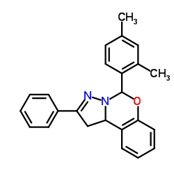 5-(2,4-Dimethylphenyl)-2-phenyl-1,10b-dihydropyrazolo[1,5-c][1,3]benzoxazine结构式