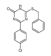 4-benzylsulfanyl-6-(4-chlorophenyl)-1H-1,3,5-triazin-2-one结构式