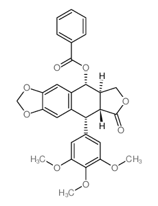 [(5R,5aR,8aR,9R)-8-oxo-9-(3,4,5-trimethoxyphenyl)-5a,6,8a,9-tetrahydro-5H-[2]benzofuro[5,6-f][1,3]benzodioxol-5-yl] benzoate结构式