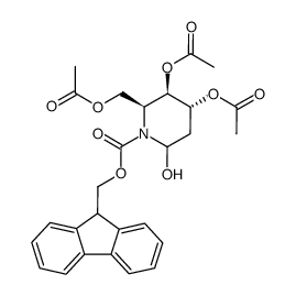 2-deoxy-1,5-[[(9-fluorenylmethyloxy)-carbonyl]imino]-3,4,6-tri-O-acetyl-D-xylo-hexopyranose结构式