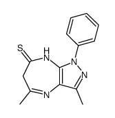 3,5-dimethyl-1-phenyl-6,8-dihydro-1H-pyrazolo[3,4-b][1,4]diazepine-7-thione结构式