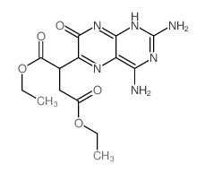 Butanedioic acid,2-(2,4-diamino-7,8-dihydro-7-oxo-6-pteridinyl)-, 1,4-diethyl ester structure