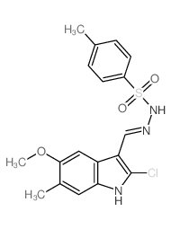 Benzenesulfonic acid,4-methyl-, 2-[(2-chloro-5-methoxy-6-methyl-1H-indol-3-yl)methylene]hydrazide结构式