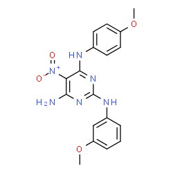 N~2~-(3-methoxyphenyl)-N~4~-(4-methoxyphenyl)-5-nitropyrimidine-2,4,6-triamine structure
