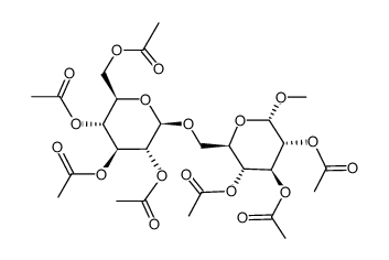 methyl O-(2,3,4,6-tetra-O-acetyl-β-D-glucopyranosyl)-(1->6)-2,3,4-tri-O-acetyl-α-D-glucopyranoside结构式