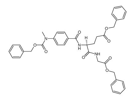 benzyl (S)-5-((2-(benzyloxy)-2-oxoethyl)amino)-4-(4-(((benzyloxy)carbonyl)(methyl)amino)benzamido)-5-oxopentanoate Structure