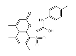 4,5,7-Trimethyl-N-(((4-methylphenyl)amino)carbonyl)-2-oxo-2H-1-benzopy ran-8-sulfonamide structure