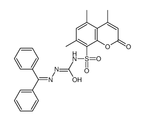 3-(benzhydrylideneamino)-1-(4,5,7-trimethyl-2-oxo-chromen-8-yl)sulfony l-urea structure