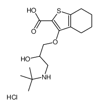 Benzo(b)thiophene-2-carboxylic acid, 4,5,6,7-tetrahydro-3-(3-((1,1-dim ethylethyl)amino)-2-hydroxypropoxy)-, hydrochloride结构式