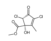 (1R,5S)-3,5-Dichloro-1-hydroxy-2-methyl-4-oxo-cyclopent-2-enecarboxylic acid methyl ester结构式