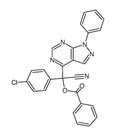 (4-chlorophenyl)(cyano)(1-phenyl-1H-pyrazolo[3,4-d]pyrimidin-4-yl)methyl benzoate结构式