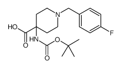 4-Piperidinecarboxylic acid, 4-[[(1,1-dimethylethoxy)carbonyl]amino]-1-[(4-fluorophenyl)methyl]结构式