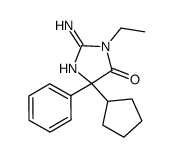 2-amino-5-cyclopentyl-3-ethyl-5-phenylimidazol-4-one结构式