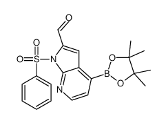 1H-PYRROLO[2,3-B]PYRIDINE-2-CARBOXALDEHYDE, 1-(PHENYLSULFONYL)-4-(4,4,5,5-TETRAMETHYL-1,3,2-DIOXABOROLAN-2-YL)- Structure