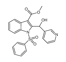 1-benzenesulfonyl-2-(hydroxy-pyridin-3-yl-methyl)-1H-indole-3-carboxylic acid methyl ester结构式