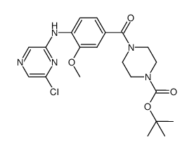 6-chloro-N-(4-{4-(boc-piperazinyl)carbonyl}-2-methoxyphenyl)pyrazin-2-amine结构式