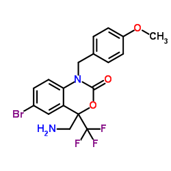 4-(Aminomethyl)-6-bromo-1-(4-methoxybenzyl)-4-(trifluoromethyl)-1,4-dihydro-2H-3,1-benzoxazin-2-one结构式