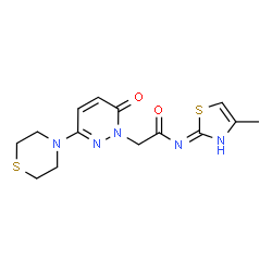 N-[(2Z)-4-methyl-1,3-thiazol-2(3H)-ylidene]-2-[6-oxo-3-(thiomorpholin-4-yl)pyridazin-1(6H)-yl]acetamide结构式