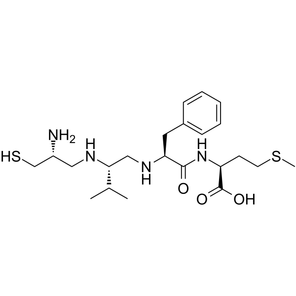 N-[(2S)-((2R)-2-氨基-3-巯基丙基氨基)-3-甲基丁基]-L-苯丙氨酰-L-蛋氨酸结构式