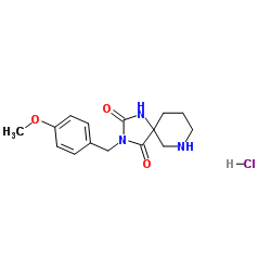 1,3,7-Triazaspiro[4.5]Decane-2,4-Dione, 3-[(4-Methoxyphenyl)Methyl]-, Hydrochloride (1:1) Structure