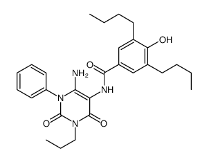Benzamide,N-(6-amino-1,2,3,4-tetrahydro-2,4-dioxo-1-phenyl-3-propyl-5-pyrimidinyl)-3,5-dibutyl-4-hydroxy-结构式