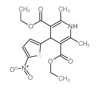 diethyl 2,6-dimethyl-4-(5-nitrothiophen-2-yl)-1,4-dihydropyridine-3,5-dicarboxylate结构式