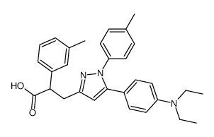 3-[5-(4-Diethylamino-phenyl)-1-p-tolyl-1H-pyrazol-3-yl]-2-m-tolyl-propionic acid结构式