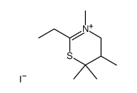 2-ethyl-3,5,6,6-tetramethyl-5,6-dihydro-4H-1,3-thiazin-3-ium iodide结构式