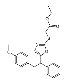 ethyl 2-[[5-[2-(4-methoxyphenyl)-1-phenylethyl]-1,3,4-oxadiazol-2-yl]sulfanyl]acetate结构式