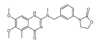 6,7-dimethoxy-5-methyl-2-{methyl-[3-(2-oxo-oxazolidin-3-yl)-benzyl]-amino}-1H-quinazolin-4-one结构式