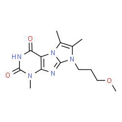 1-(3-Methoxy-propyl)-2,3,7-trimethyl-1H,7H-1,3a,5,7,8-pentaaza-cyclopenta[a]indene-4,6-dione structure