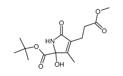 t-butyl 2,5-dihydro-2-hydroxy-4-(2-methoxycarbonylethyl)-3-methyl-5-oxo-1H-pyrrole-2-carboxylate结构式