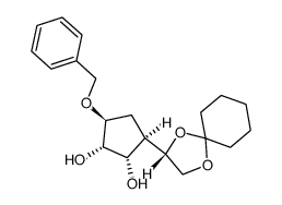 (1S,2S,3S,5R)-3-(benzyloxy)-5-[(2S)-1,4-dioxaspiro[4.5]dec-2-yl]cyclopentane-1,2-diol结构式