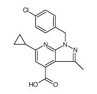 1H-Pyrazolo[3,4-b]pyridine-4-carboxylic acid, 1-[(4-chlorophenyl)methyl]-6-cyclopropyl-3-methyl结构式