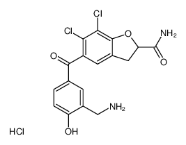 6,7-dichloro-2,3-dihydro-5-<3-(aminomethyl)-4-hydroxybenzoyl>-2-benzofurancarboxamide hydrochloride结构式