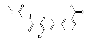 {[5-(3-Carbamoylphenyl)-3-hydroxy-pyridine-2-carbonyl]-amino}-acetic acid methyl ester结构式